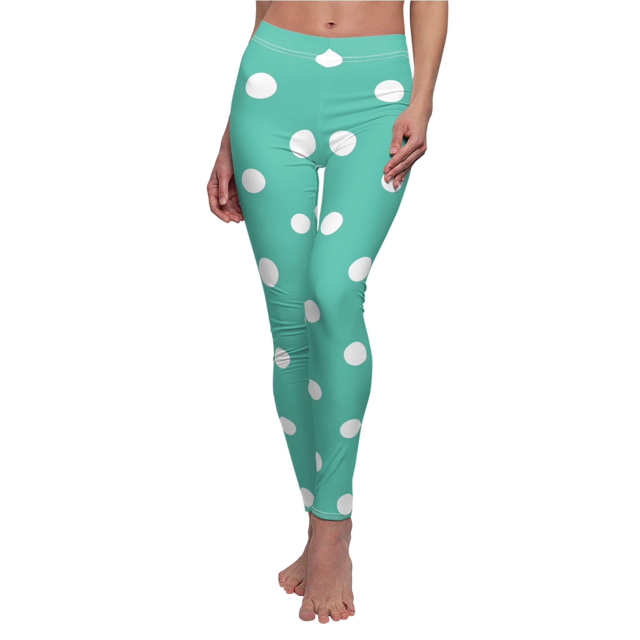 Polka Dot Mint Women's Leggings — Cute Casual AOP Yoga Pants