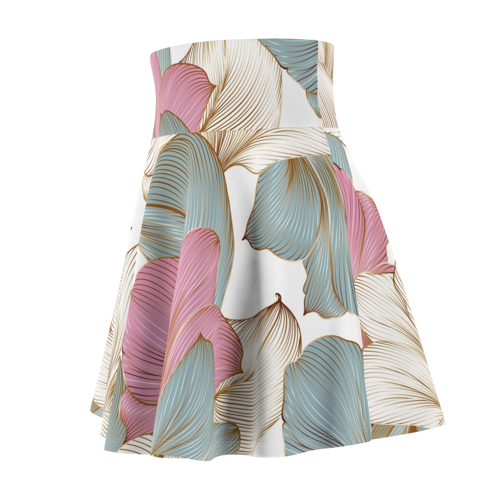 Floral Pastel Skater Skirt — Soft Petal Print AOP