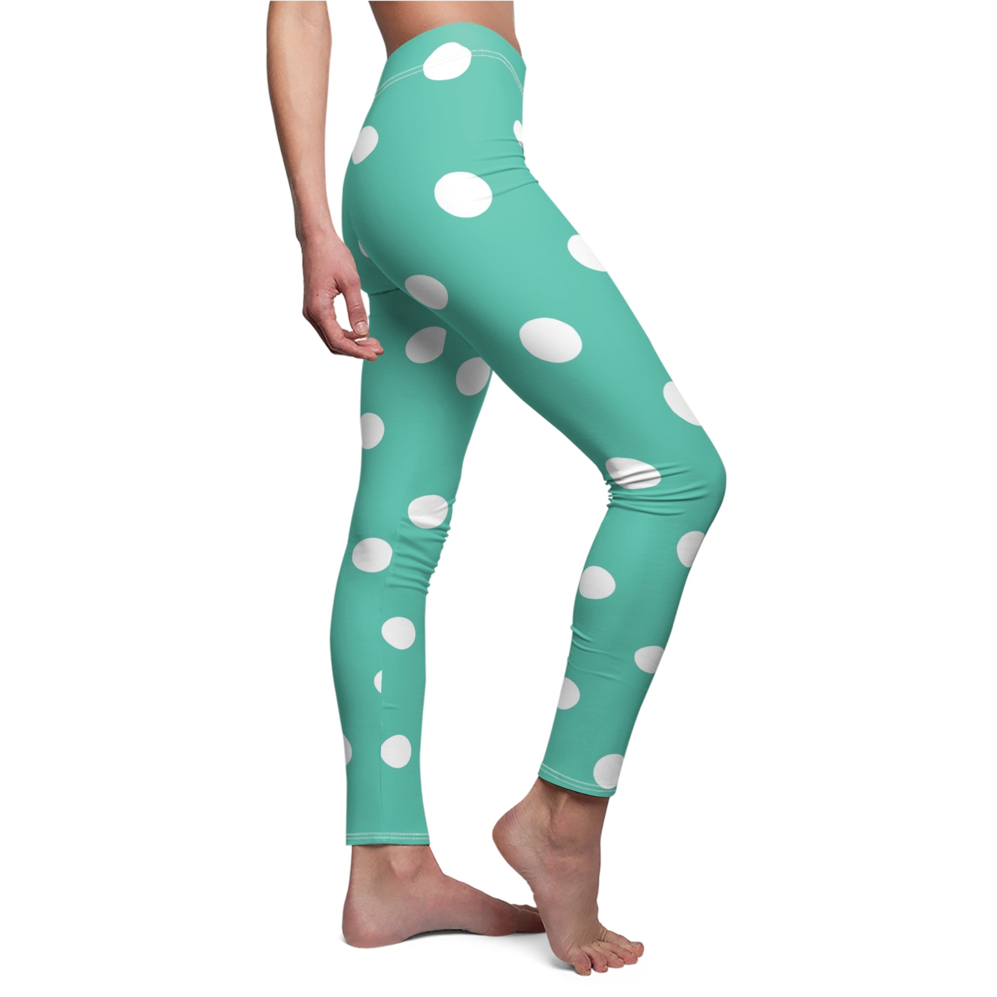 Polka Dot Mint Women's Leggings — Cute Casual AOP Yoga Pants