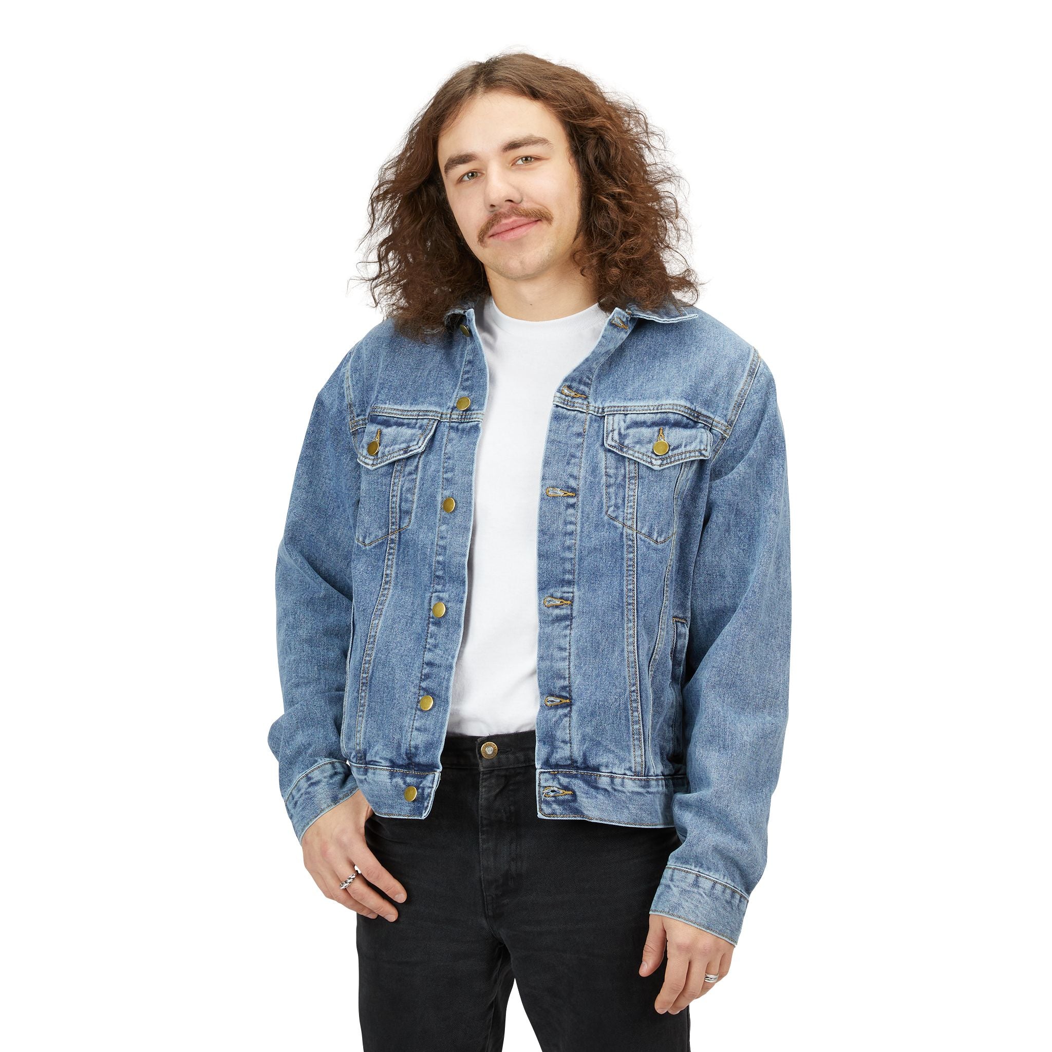 Denim Jacket — 'Introverting in Progress' Retro Wing Back Graphic