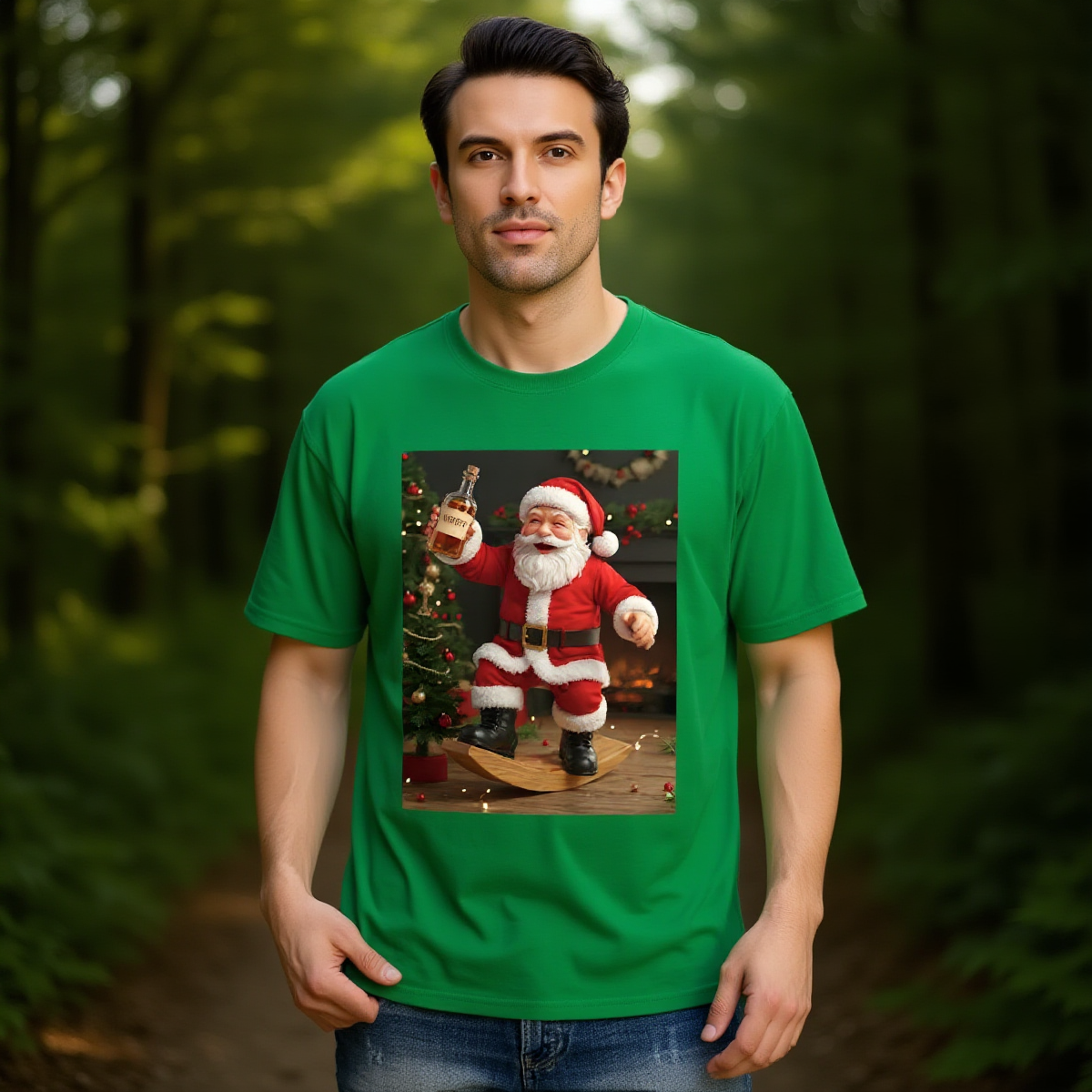 Santa O-neck Short Sleeve T-shirt | 180GSM Cotton (DTF)
