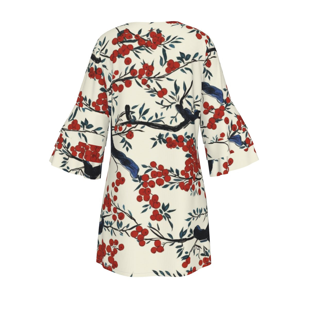 All-Over Print Women's Stacked Ruffle Sleeve Dress