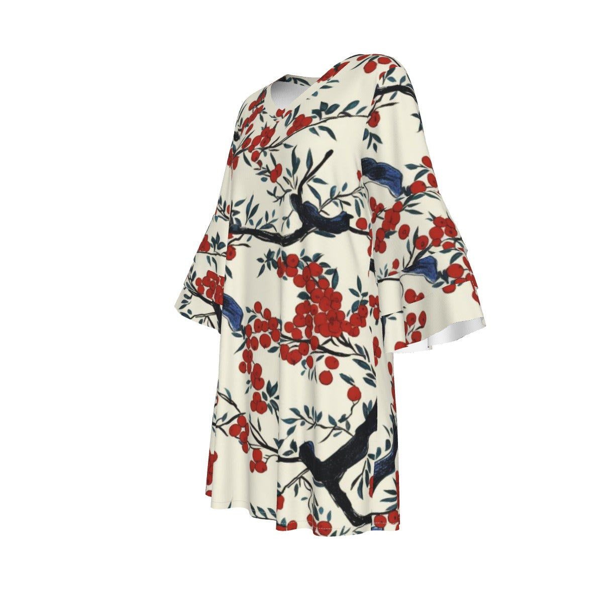All-Over Print Women's Stacked Ruffle Sleeve Dress