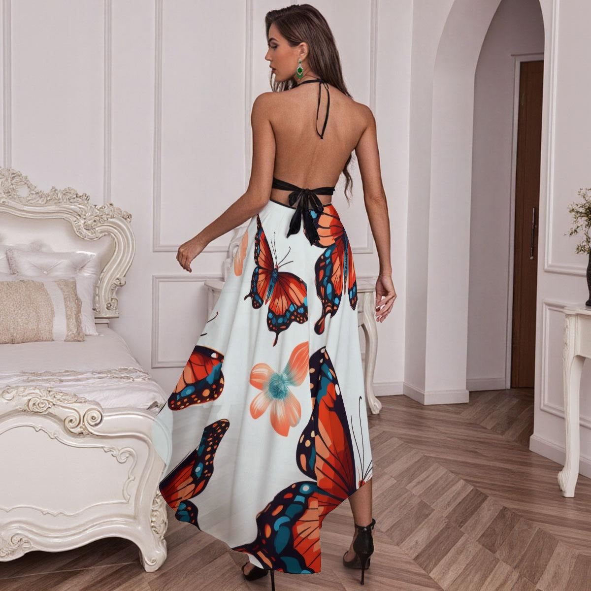 All-Over Print Women’s Elegant Mesh Lace Evening Dress