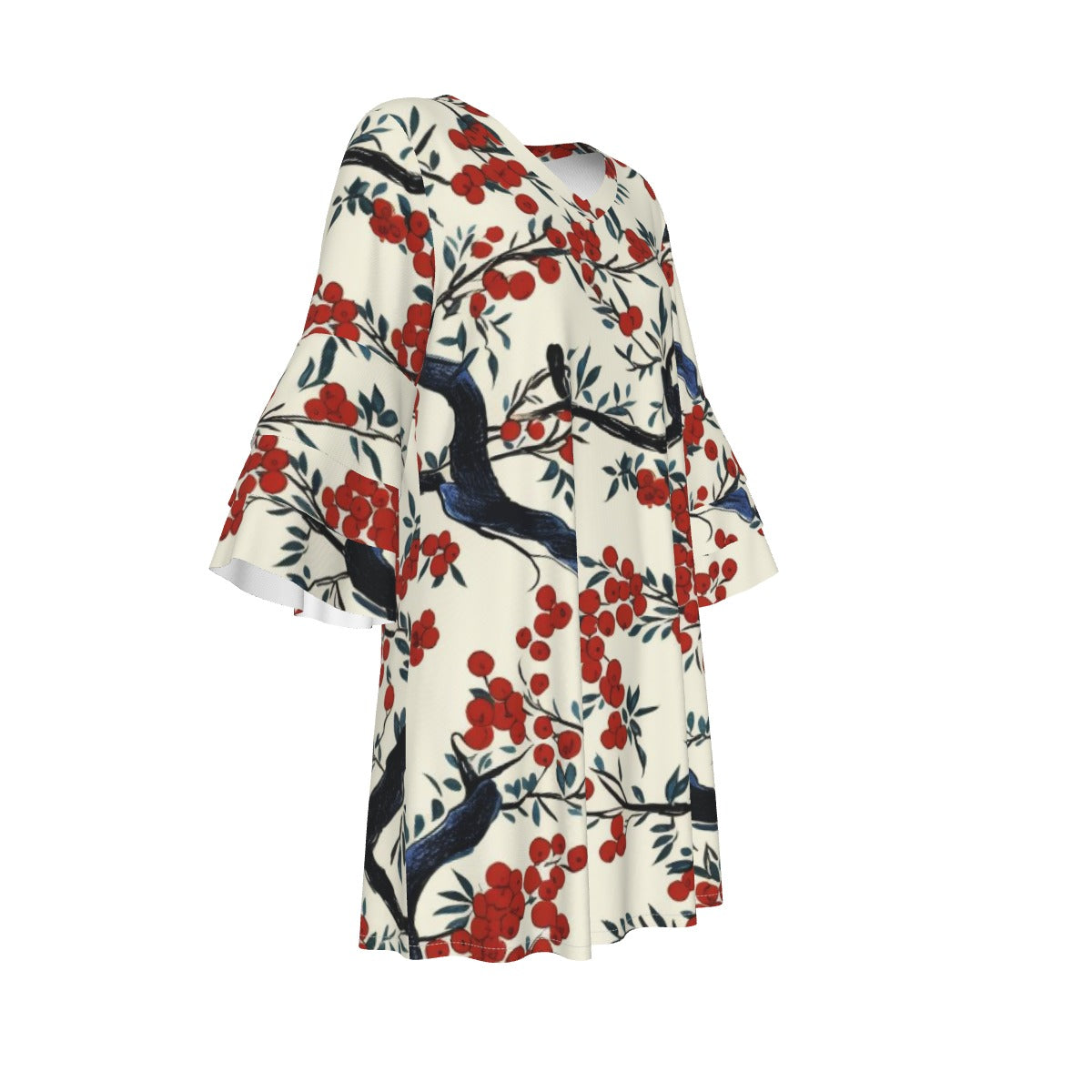 All-Over Print Women's Stacked Ruffle Sleeve Dress