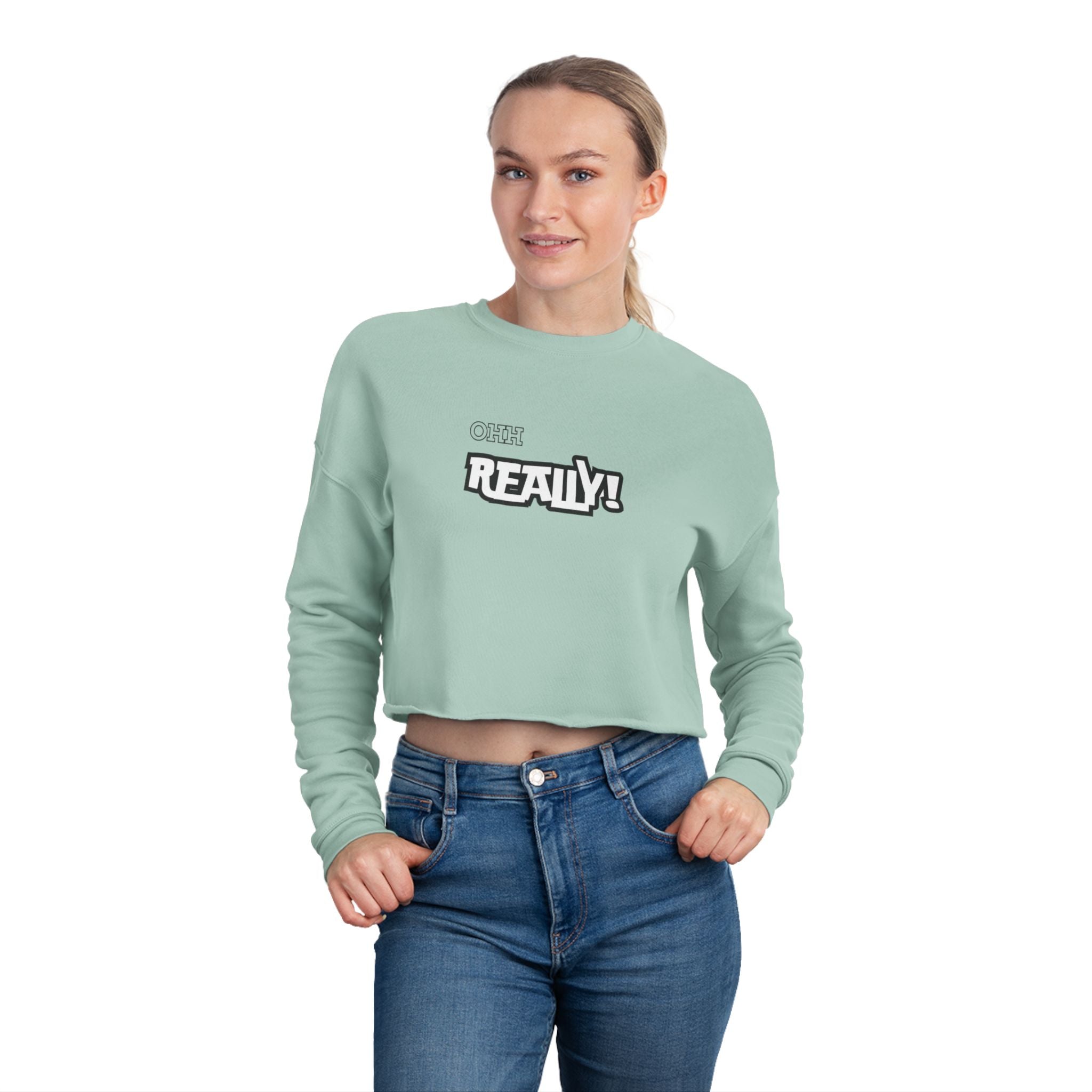 Cropped Sweatshirt — Small 'Really!' Graphic Crop Top for Women