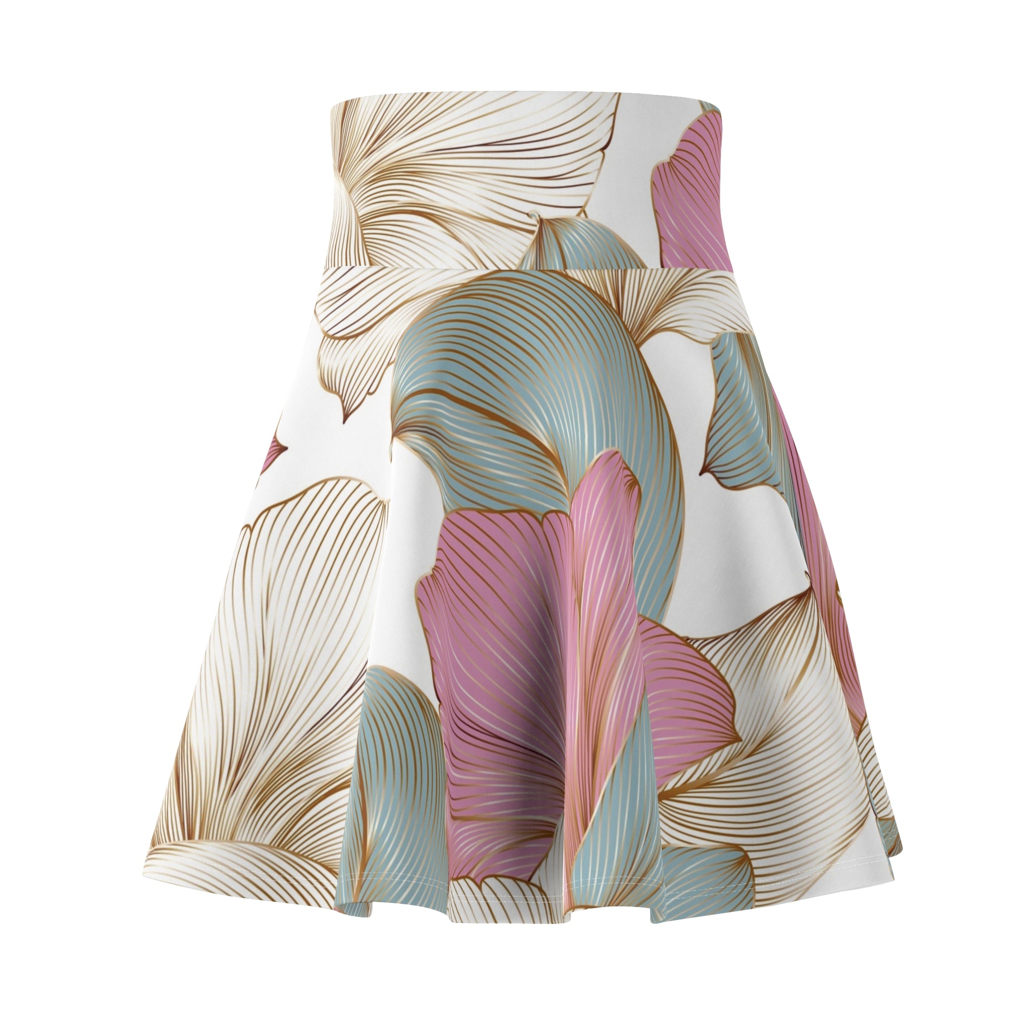 Floral Pastel Skater Skirt — Soft Petal Print AOP