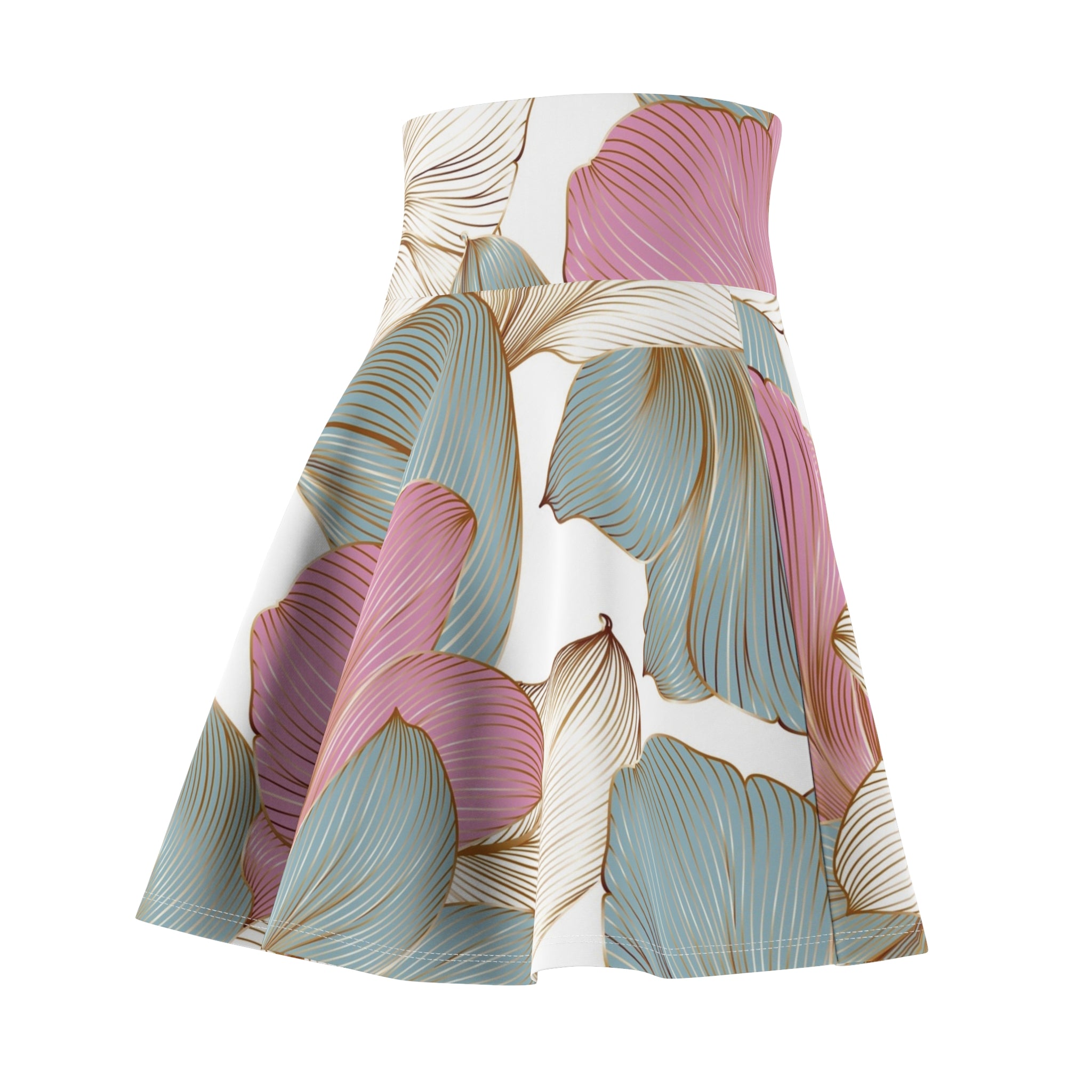 Floral Pastel Skater Skirt — Soft Petal Print AOP